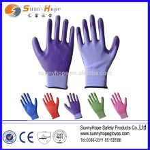 13 gauge colored nylon nitrile garden gloves